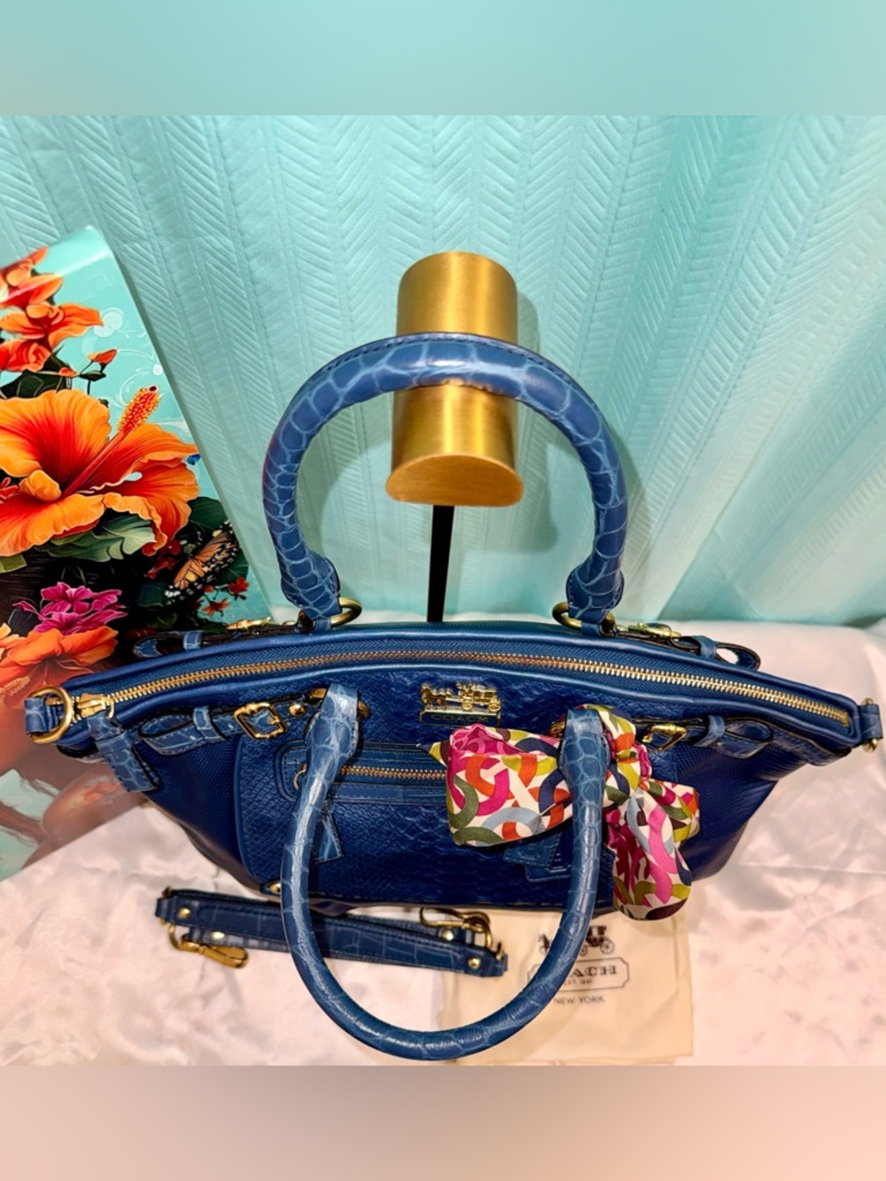 NWOT - Coach Madison Lindsey “Embossed Exotic Pocket” Satchel - FULL SET - Picture 6 of 11
